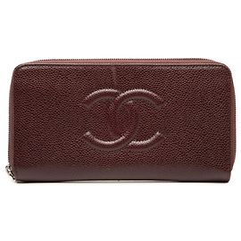 Portafoglio Chanel CC Caviar Zip Around rosso