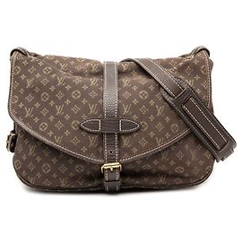 Borsa a tracolla Louis Vuitton Monogram Mini Lin Saumur 30 marrone