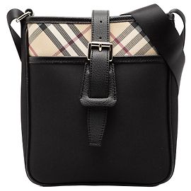 Borsa a tracolla in tela con bordo motivo Nova Check nero Burberry