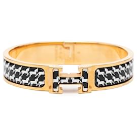Pulseira Hermès Narrow Enamel Cheval Pixel Clic H PM preta