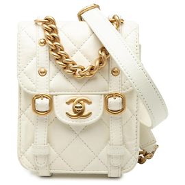 Borsa Chanel Mini Aged Calfskin City School Flap bianca