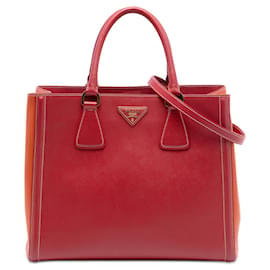 Borsa Prada Bicolor Saffiano Lux rossa