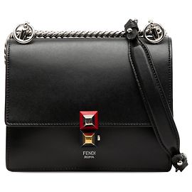 Bolso bandolera pequeño de cuero negro Fendi Kan I