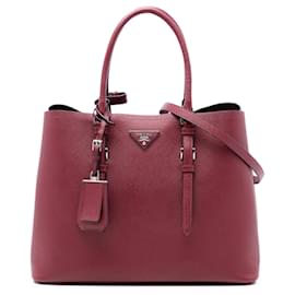 Borsa Satchel Prada Medium Saffiano Cuir a doppio manico rossa