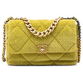 Borsa Chanel Large Corduroy 19 Flap verde