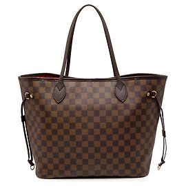 Borsa Tote Neverfull MM in Damier Ebene marrone Louis Vuitton