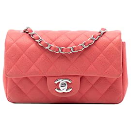 Borsa a tracolla Chanel Mini Rectangular Classic Caviar Single Flap Arancione