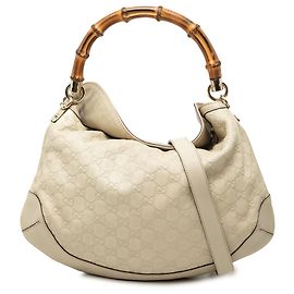 Borsa bianca Gucci Guccissima Bamboo Peggy