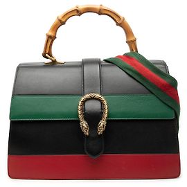 Borsa Dionysus in pelle di vitello grande nera Gucci con dettaglio Bamboo e Web