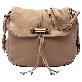 Borsa Satchel Jungle in pelle di vitello martellata grande beige Gucci