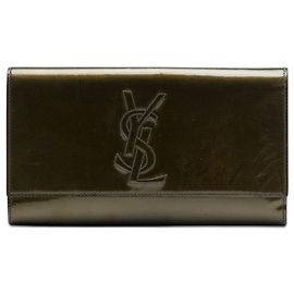Clutch Large Belle De Jour in Vernice Verde Saint Laurent