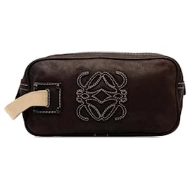 Clutch in nubuck marrone LOEWE Anagram