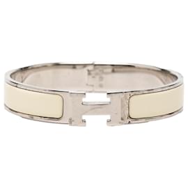Pulseira Hermès Narrow Enamel Clic H PM Branca