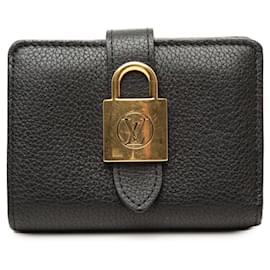 Black Louis Vuitton Leather Low Key Compact Wallet Small Wallets