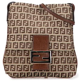 Borsa a tracolla Fendi Zucchino in tela marrone