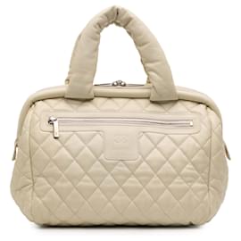 Chanel Quilted Caviar Coco Cocoon Bowler Bag weiß