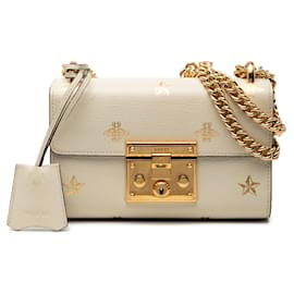 Borsa a tracolla Gucci Small Leather Bee Star Padlock bianca