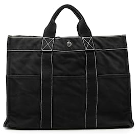 Bolsa Tote Fourre Tout MM em lona preto Hermès
