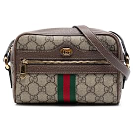 Borsa a tracolla Gucci Mini GG Supreme Web Ophidia beige