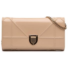 Portafoglio Diorama in vernice beige con catena Dior Crossbody Bag