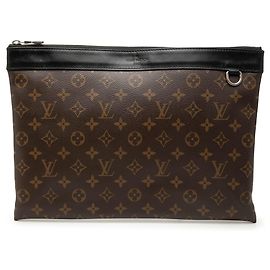 Louis Vuitton Monogram Macassar Discovery Pochette GM Clutch Bag braun