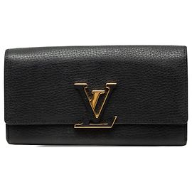 Portafoglio lungo Louis Vuitton Taurillon Capucines nero