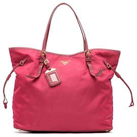Tote in Tessuto con bordi in Saffiano rosa Prada