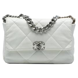 Borsa Chanel Large 19 in agnello bianco