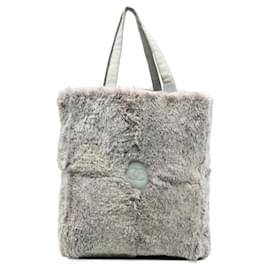 Borsa Tote Chanel CC Lapin in pelliccia grigia