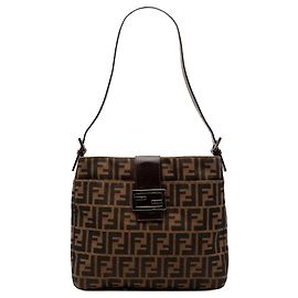 Borsa a tracolla in tela Zucca marrone Fendi