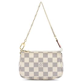 Bolso de mano Mini Pochette Accessoires en Damier Azur blanco Louis Vuitton