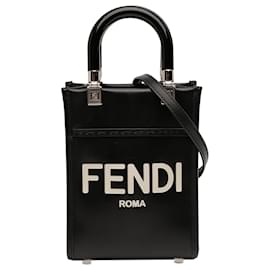 Mini borsa shopper Sunshine in pelle nera Fendi