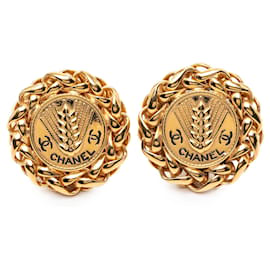 Orecchini a clip con medaglione di grano placcati oro Gold Chanel CC