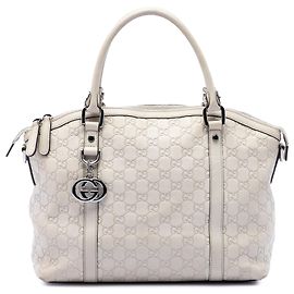 Borsa a tracolla dome Gucci Medium Guccissima GG Charm bianca