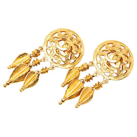 Orecchini clip con frange in filigrana placcati oro Chanel CC Gold