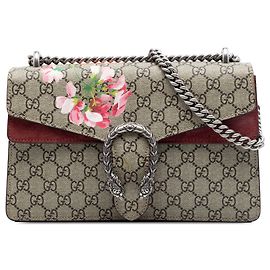 Borsa a tracolla Gucci Medium GG Supreme Blooms Dionysus beige