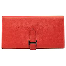 Hermès Bearn Portemonnaie aus rotem Epsom Leder