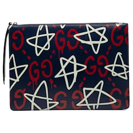 Clutch Gucci Ghost in pelle di vitello blu