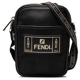 Borsa a tracolla Black Fendi Small Pequin Nylon Roma Amor
