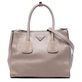 Borsa Prada Glace Calf beige con doppia tasca e doppio manico