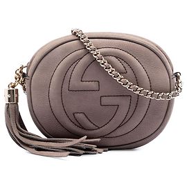 Mini borsa a tracolla Gucci Soho in nubuck marrone con catena