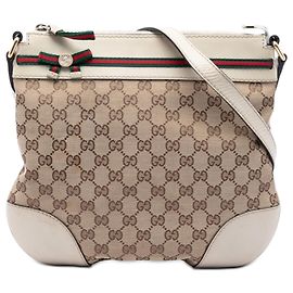 Borsa a tracolla Gucci GG Canvas Web Beige
