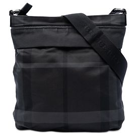 Bolso bandolera de nylon Burberry Smoke Check gris