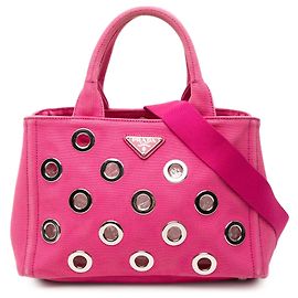 Piccola borsa Prada in tela Canapa rosa con occhielli