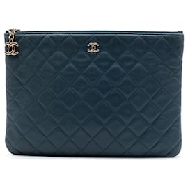 Blue Chanel Medium Quilted Lambskin Cuba La Habana O Case Clutch