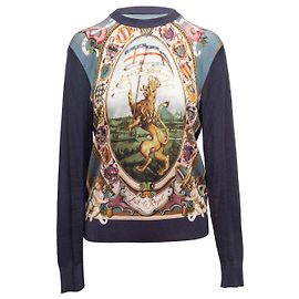 Suéter estampado con motivo León y Querubín azul marino y multicolor Dolce & Gabbana Talla US S