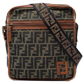 Borsa a tracolla in tela Zucca nera Fendi