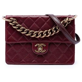 Borsa Chanel Paris Edinburgh Quilted Caviar Retro Class Flap rossa