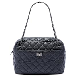 Borsa Camera Reissue Chanel Large in pelle di vitello invecchiata trapuntata nera