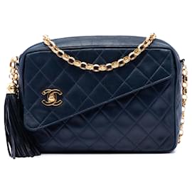 Blue Chanel CC Quilted Lambskin Tassel Camera Bag